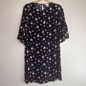 H&M Mama/Maternite Black/Pink Floral Knee Length Dress Size Small EUC